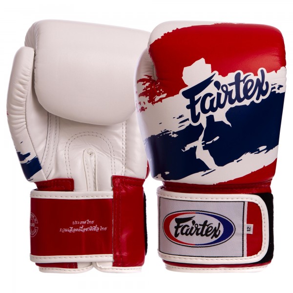 

Перчатки для бокса Fairtex BGV1-THAI THAI PRINT Белый-синий-красный 12oz (MR03240)