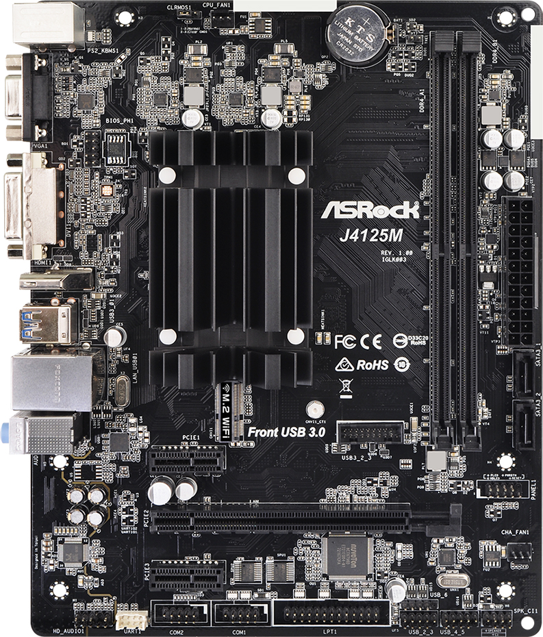 

Материнская плата ASRock J4125M (Intel Celeron J4125, SoC, PCI-Ex16)