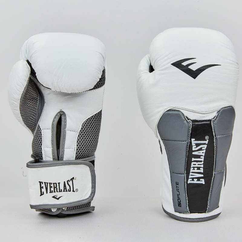 

Перчатки боксерские кожаные Everlast BO-6759-W белый-серый вес 12oz