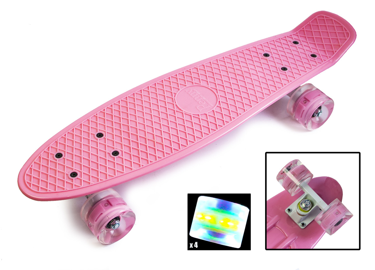 

Пенниборд со светящимися колесами Penny Board "Pastel Series" Нежно-розовый (ftsd-324)