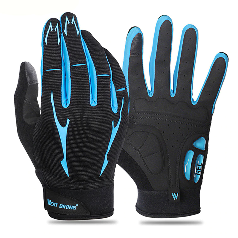 

Велоперчатки West Biking 0211191 L Blue с закрытыми пальцами спортивные