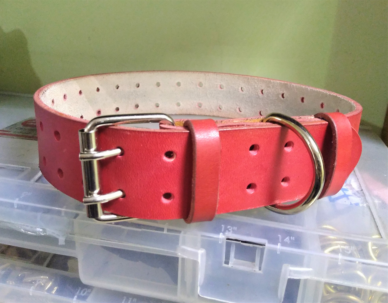 

Крепкий надежный ошейник из натуральной кожи (ld085) Lockdog XL (56-70 см) Красный 000125617