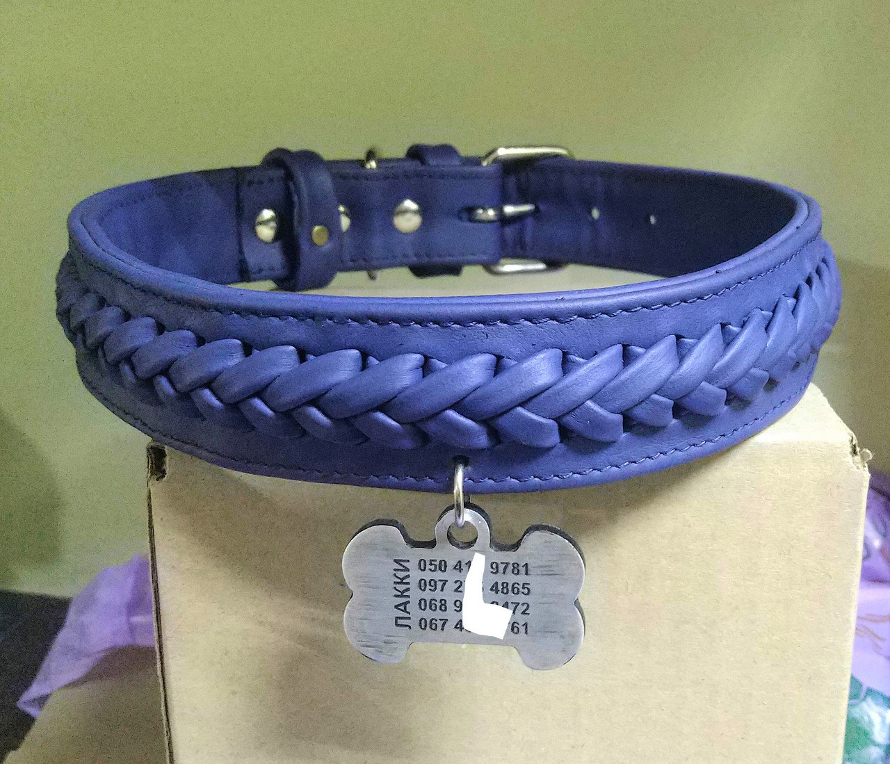 

Кожаный ошейник для собак (ld076) Lockdog S (16-29 см) Синий 000125645