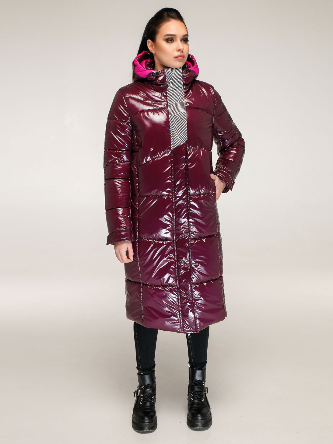 Акція на Куртка зимова довга жіноча Favoritti ПВ-1262 44 Темно-червона від Rozetka