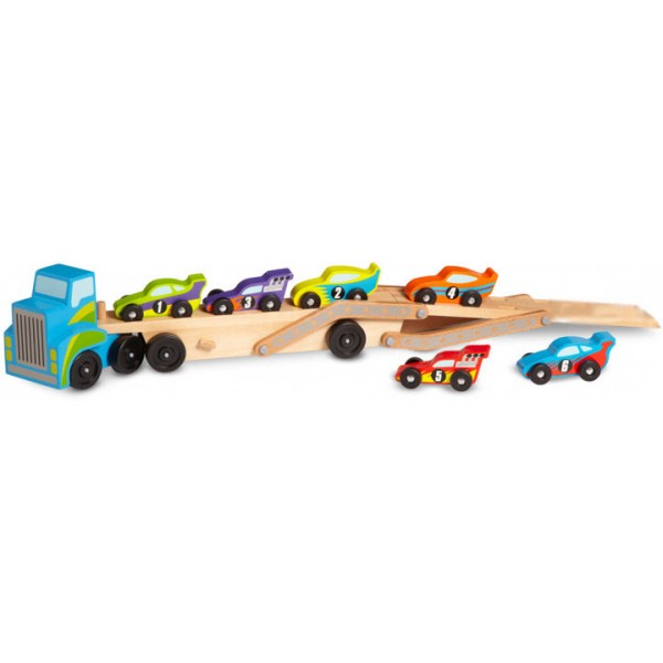 

Деревянный мегатягач автомобилей Melissa & Doug