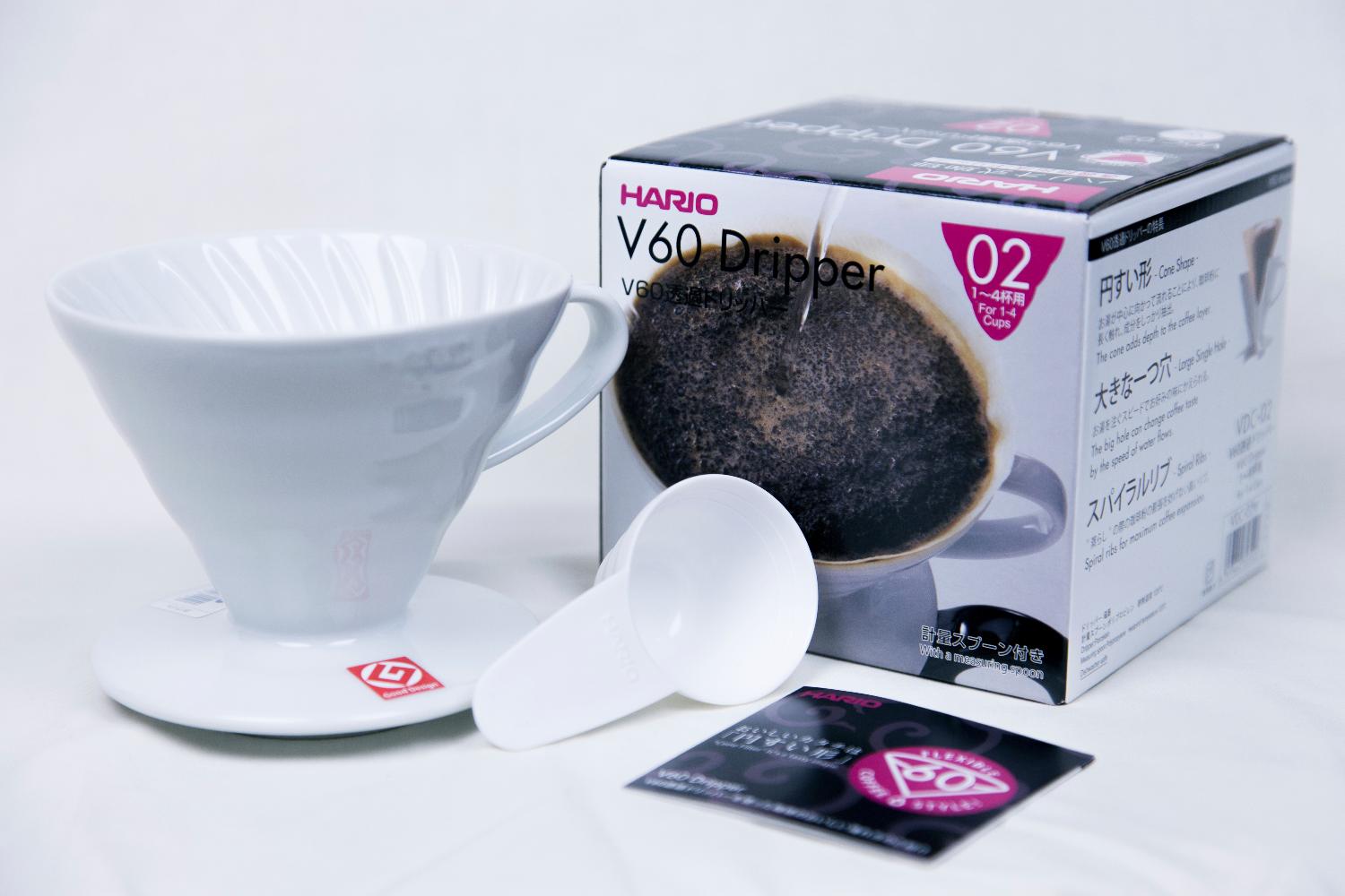 

Пуровер Hario V60 02 белый керамический для заваривания кофе на 1-4 чашки
