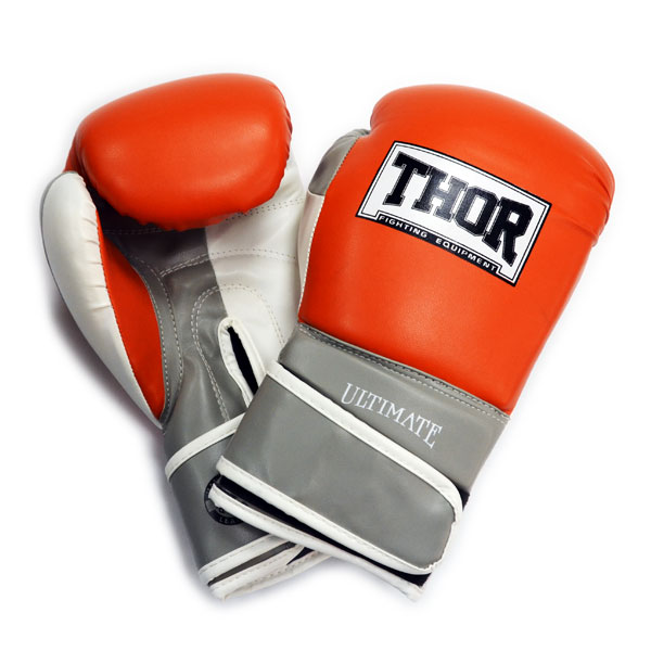 

Перчатки боксерские THOR ULTIMATE 16oz /PU /оранжево-бело-серые