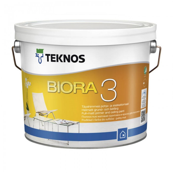

Водорозчинна фарба для стін та стелі Teknos Biora 3, 9 л