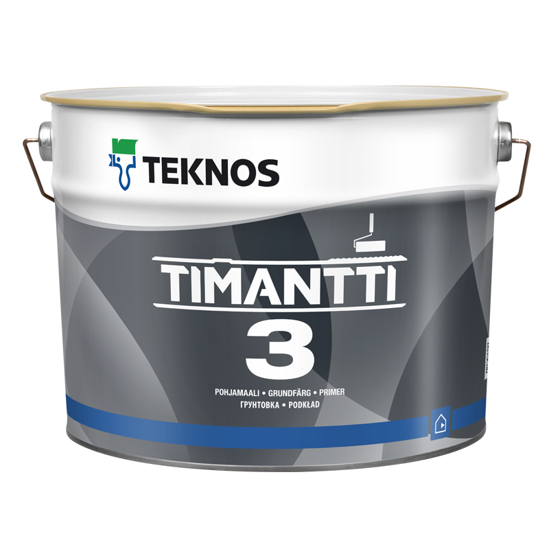 

Водорозчинна грунтувальна фарба для стін та стелі Teknos Timantti 3, 9 л