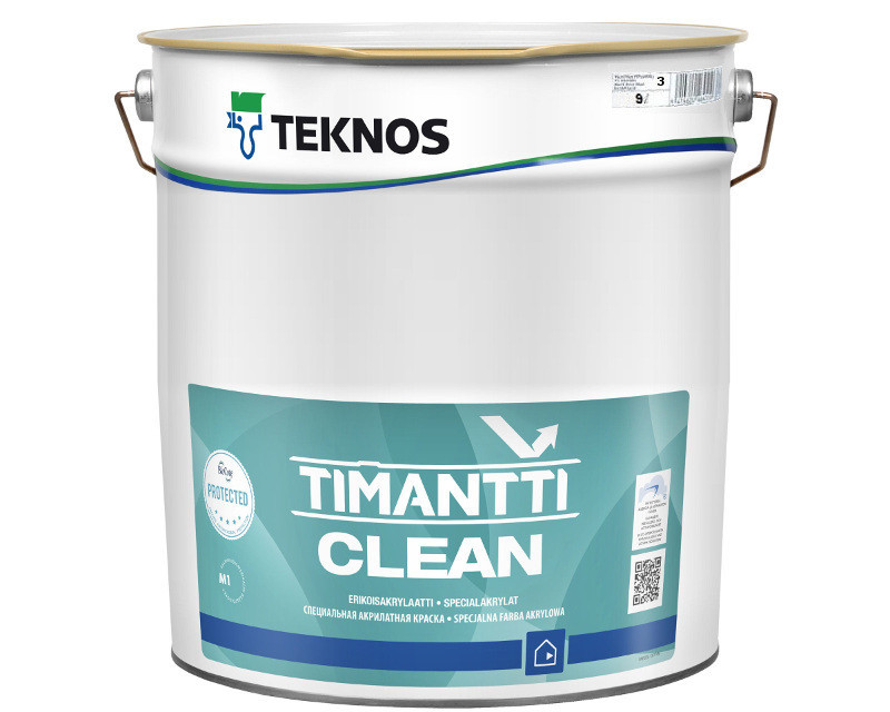 

Водорозчинна фарба для стін та стелі Teknos Timantti Clean, 18 л