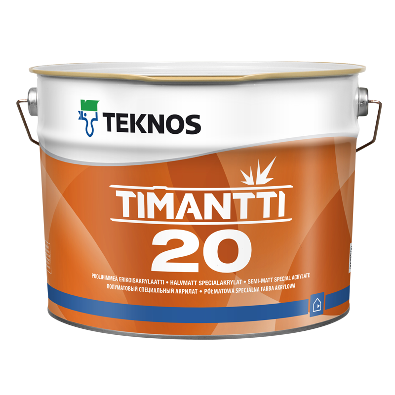 

Водорозчинна фарба для стін та стелі Teknos Timantti 20, 9 л