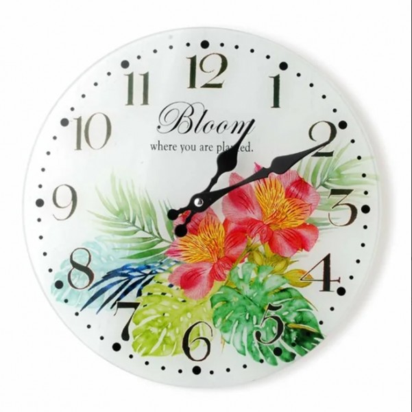 

Настенные часы Часы стеклянные D-30 см. Flora 30508