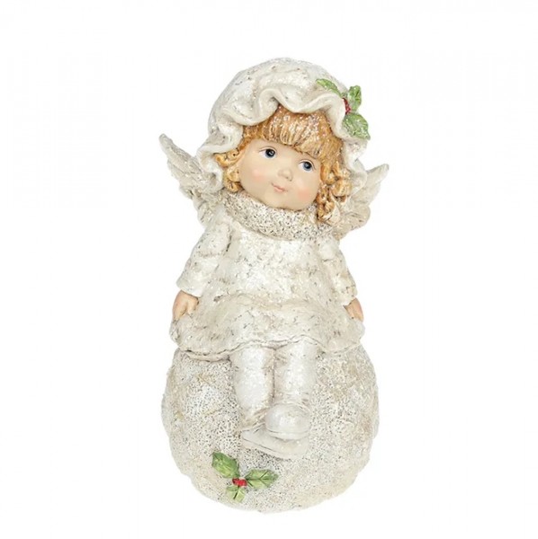 

Фигурка новогодняя Ангелочек на снежке 18 см. Flora 11730