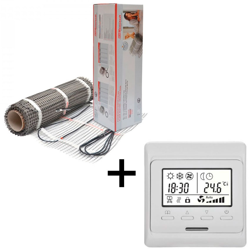 

Теплый пол Hemstedt двухжильный мат DH 4,5 м2 + терморегулятор программируемый E51