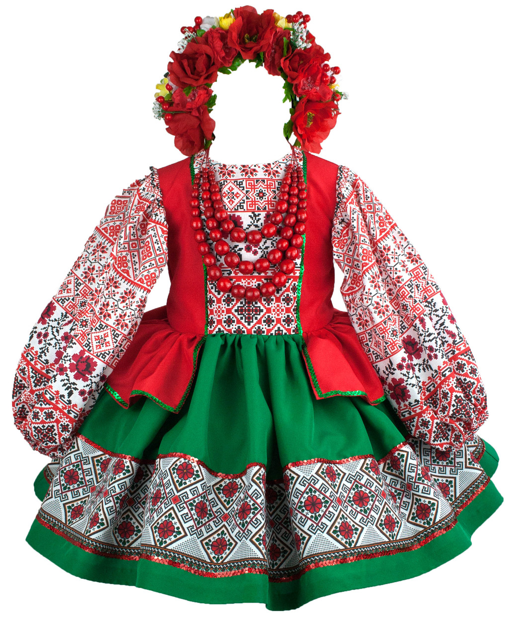 

Костюм Украиночки / Украинский костюм в комплекте (платье+подьюбник+венок+бусы)  размер зеленая юбка, Костюм Украиночки / Украинский костюм в комплекте (платье+подьюбник+венок+бусы) 110 размер зеленая юбка
