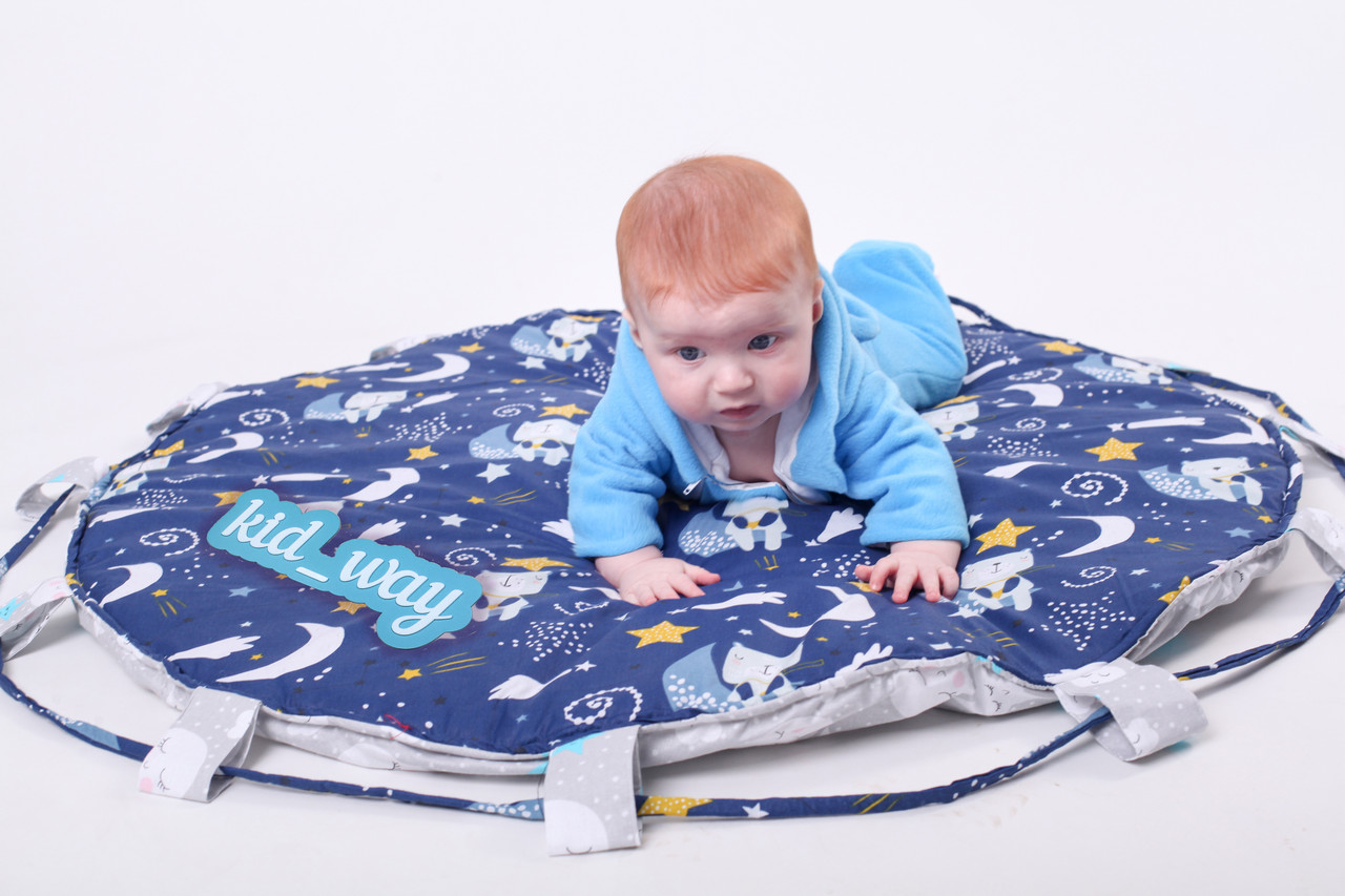 Детский игровой коврик-мешок Kid Way Мишки 100 см синий – фото, отзывы ...