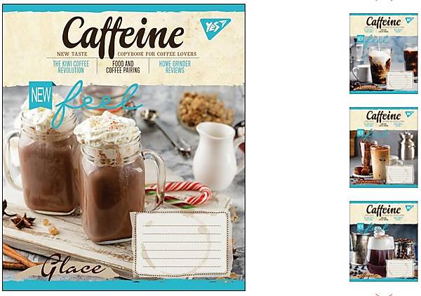 

Тетрадь А5 36 листов в линию CAFFEINE 15шт в упак YES (764749)