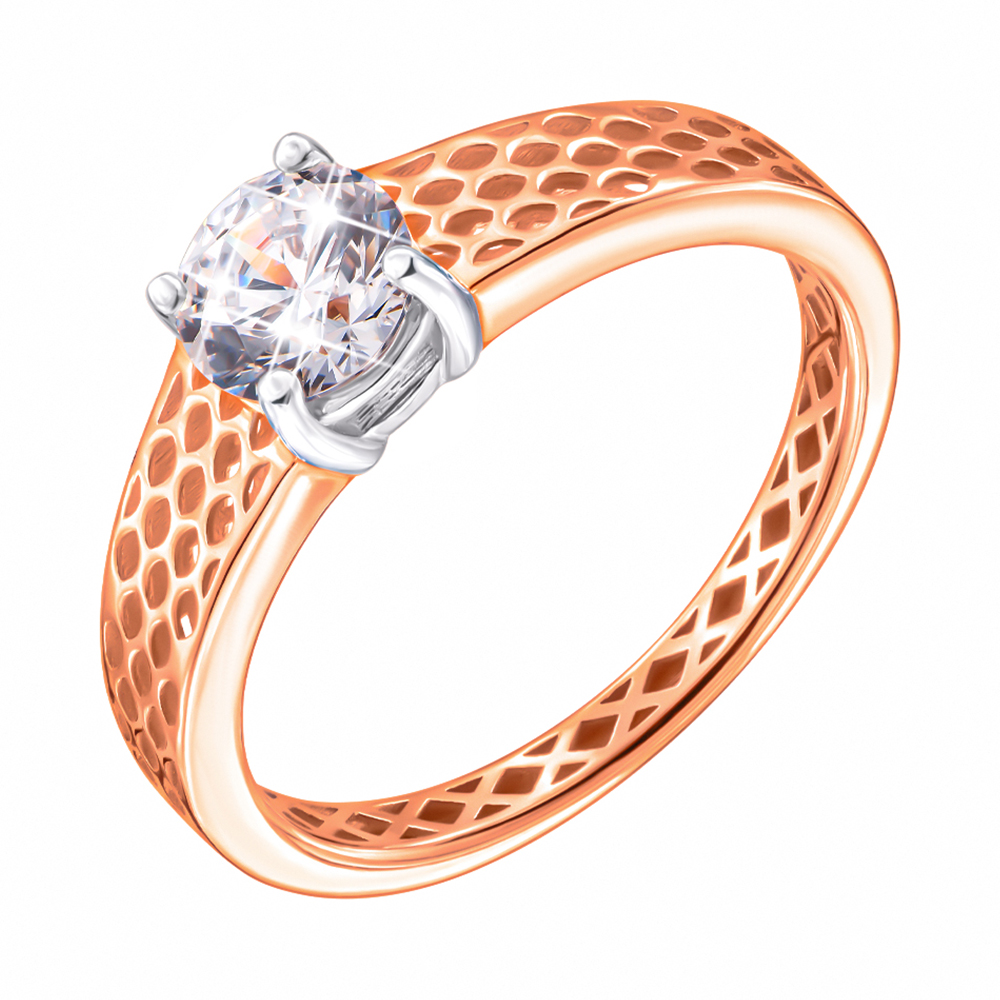 

Золотое кольцо в комбинированном цвете с фианитом S Zirconia 000137771 16 размера