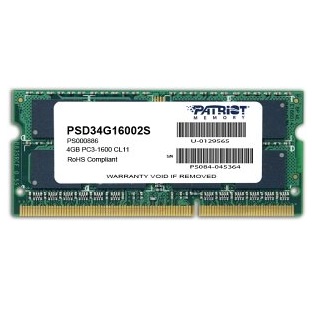 

Оперативна пам'ять Patriot DDR3 4GB 1600 MHz CL11 SODIMM (PSD34G16002S)