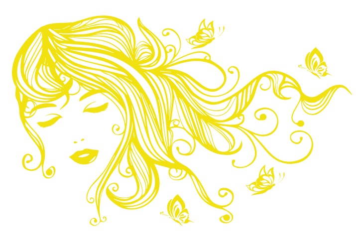 

Интерьерная виниловая наклейка на стену IdeaClock Beautiful girl with butterflies 120х75 см Серно-желтый(53234-46-6)