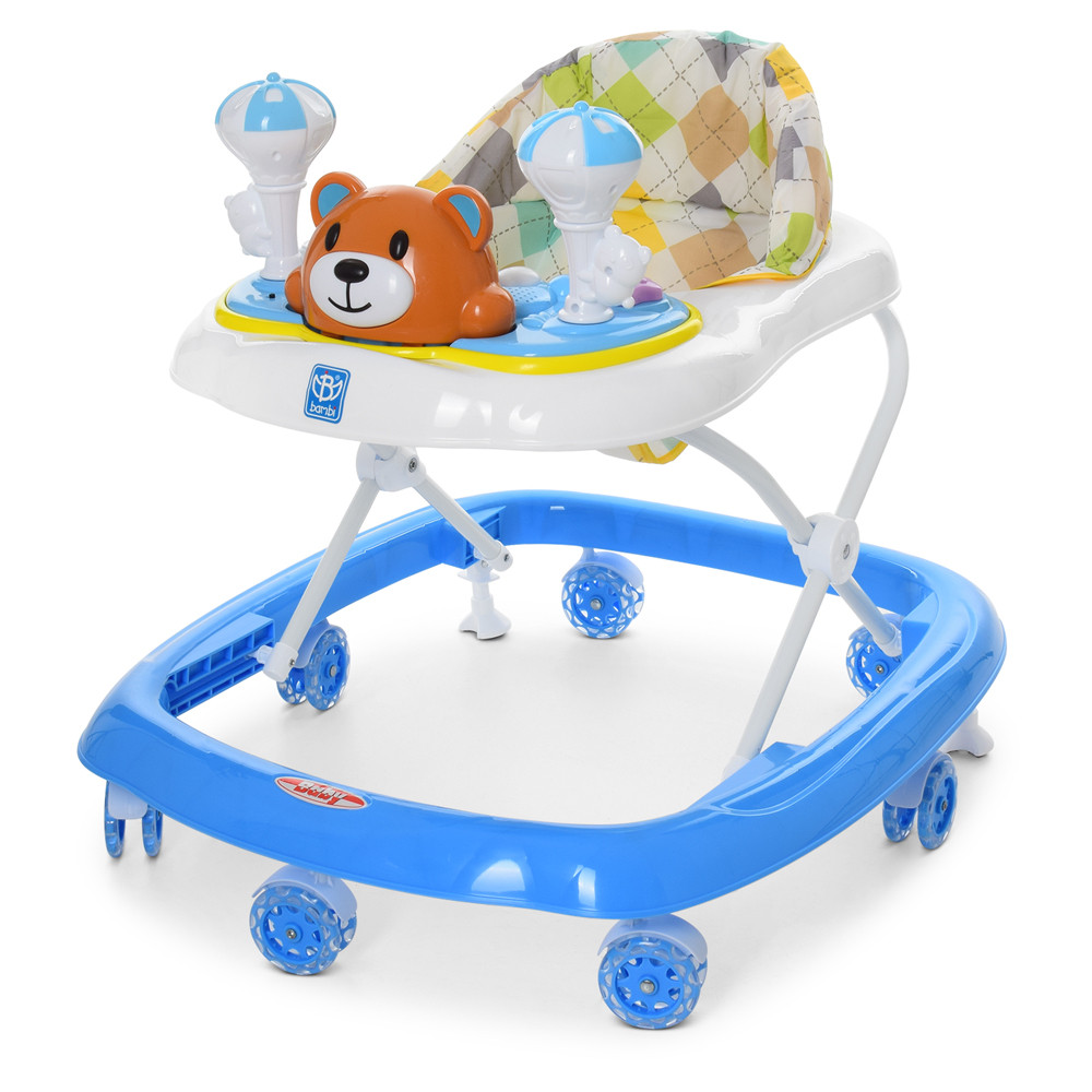 

Ходунки каталка с игровым центром Музыкальные Мишка Голубой (M 3656-S)