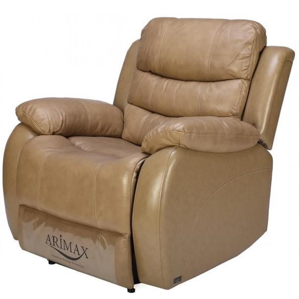 Кресло Arimax Bruce с электрореклайнером кожа бежевый 1021