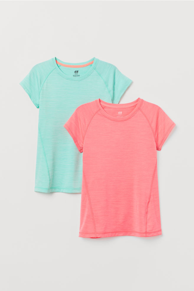 

Футболки (2 шт) H&M 5034 170 см Бирюзовая/Кораловая (P-100050)
