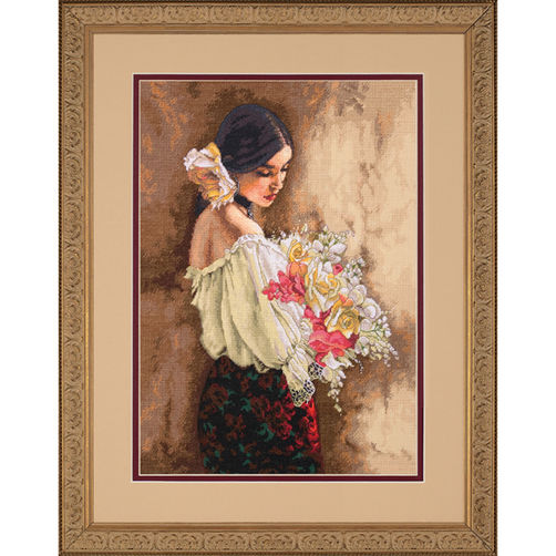 

Набір для вишивання хрестиком "Жінка з букетом//Woman with Bouquet" DIMENSIONS 70-35274
