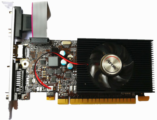 

AFOX PCI-Ex GeForce GT 730 2GB GDDR3 (128bit) (954/1333) (VGA, DVI, HDMI) (AF730-2048D3L6)