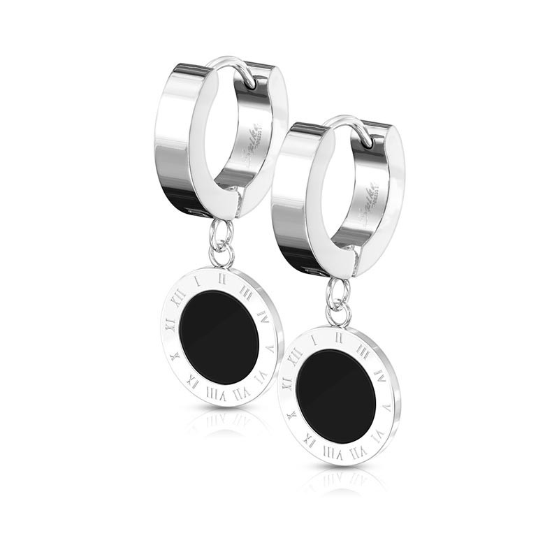 

Серьги подвески из стали Spikes Римские цифры SE3801 8044 серебристый
