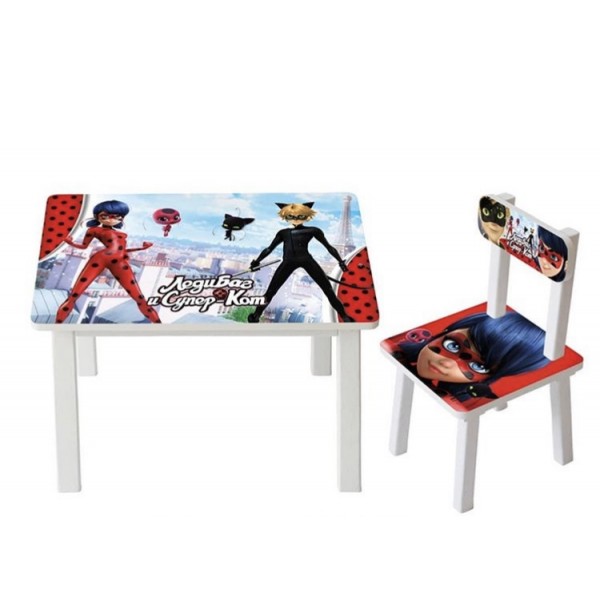 

Столик детский и 2 стульчика Toys высота 43,5 см. 60/40 Леди Баг и Супер-Кот BSM2К-80+1