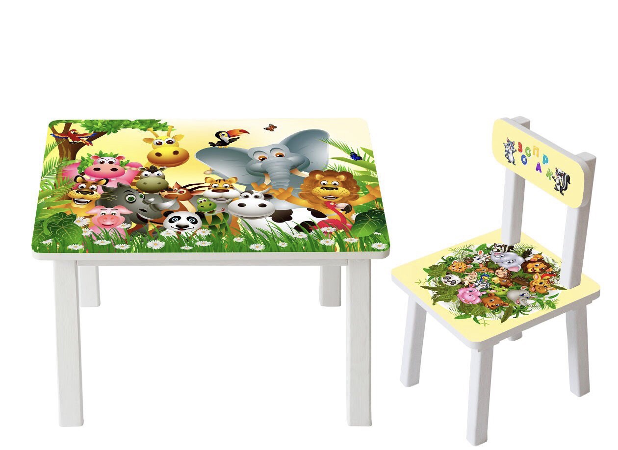 

Столик детский и стульчик Toys высота 43,5 см. 60/40 Зоопарк BSM2К-46
