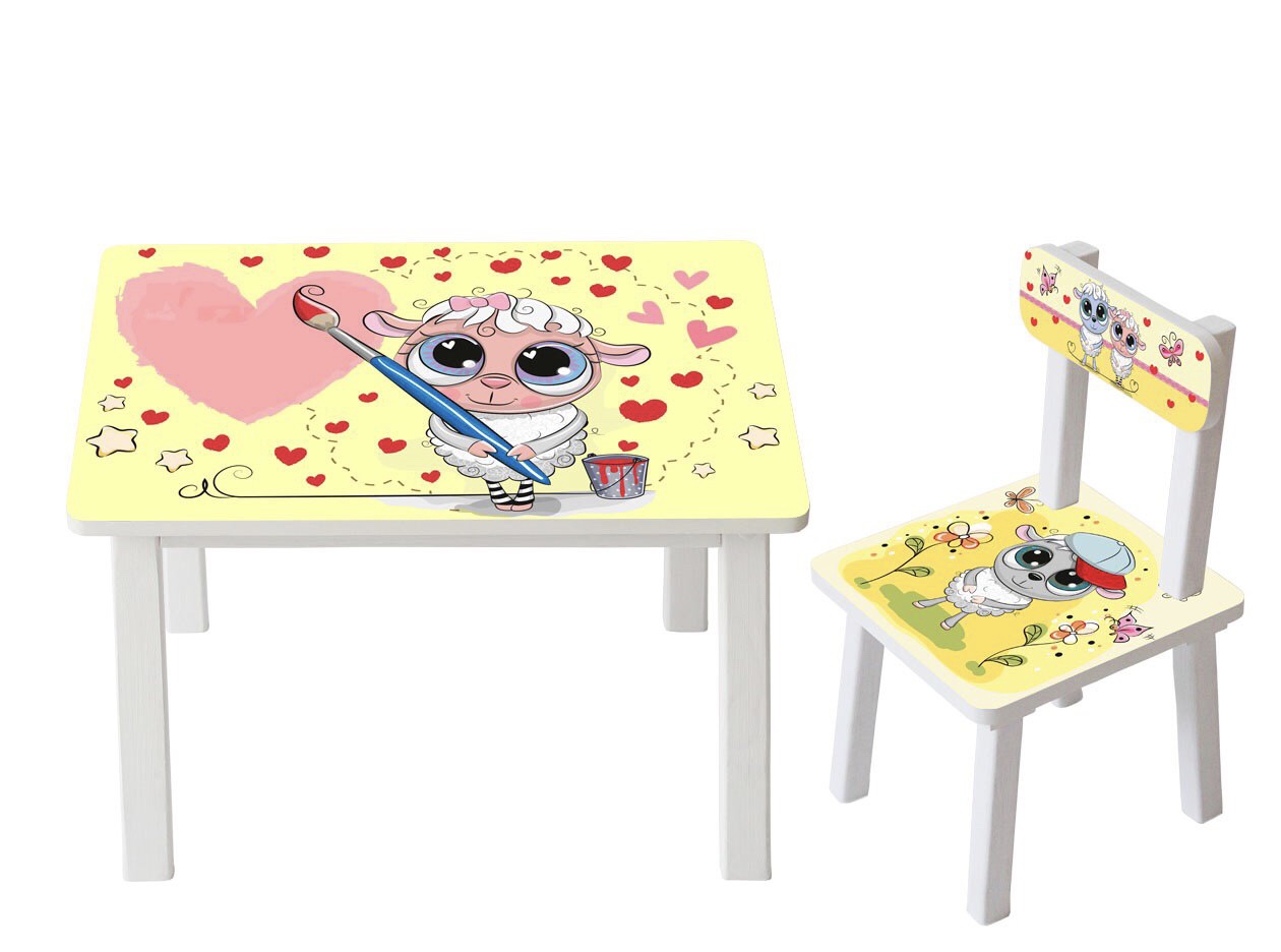

Столик детский и стульчик Toys высота 43,5 см. 60/40 Овечка BSM2К-30
