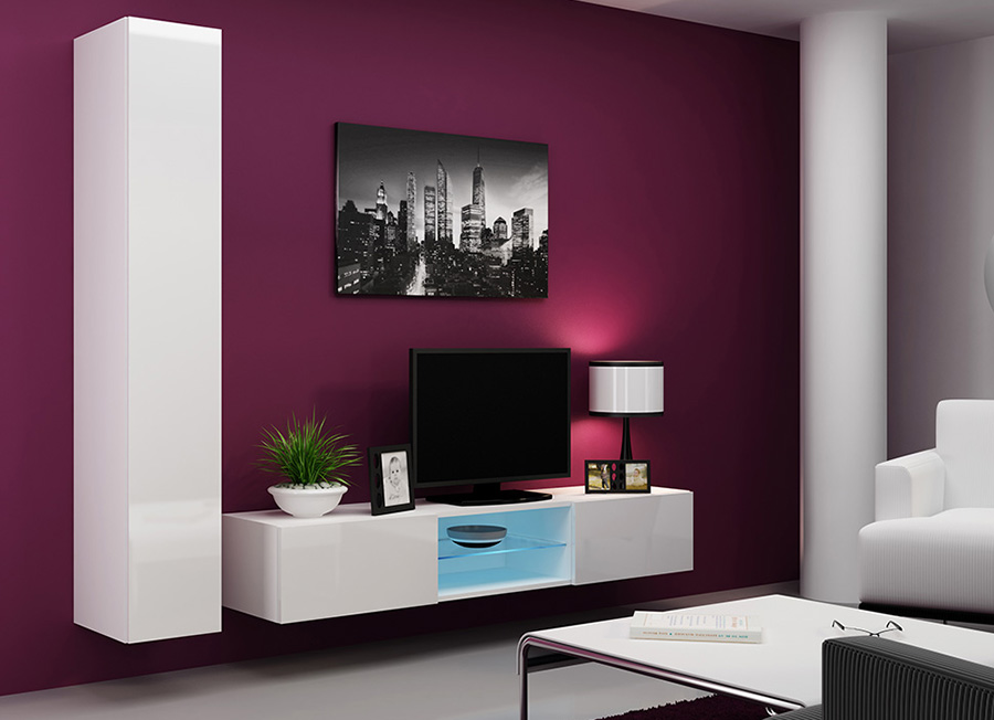 

Гостиная стенка комплект из ламинированной ДСП Vigo 21 Белый Сama Польша без подсветки