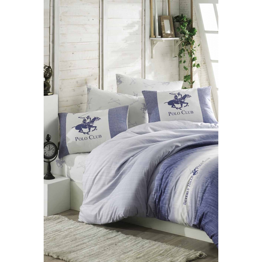 

Постельное белье Beverly Hills Polo Club ранфорс - BHPC 030 Blue евро