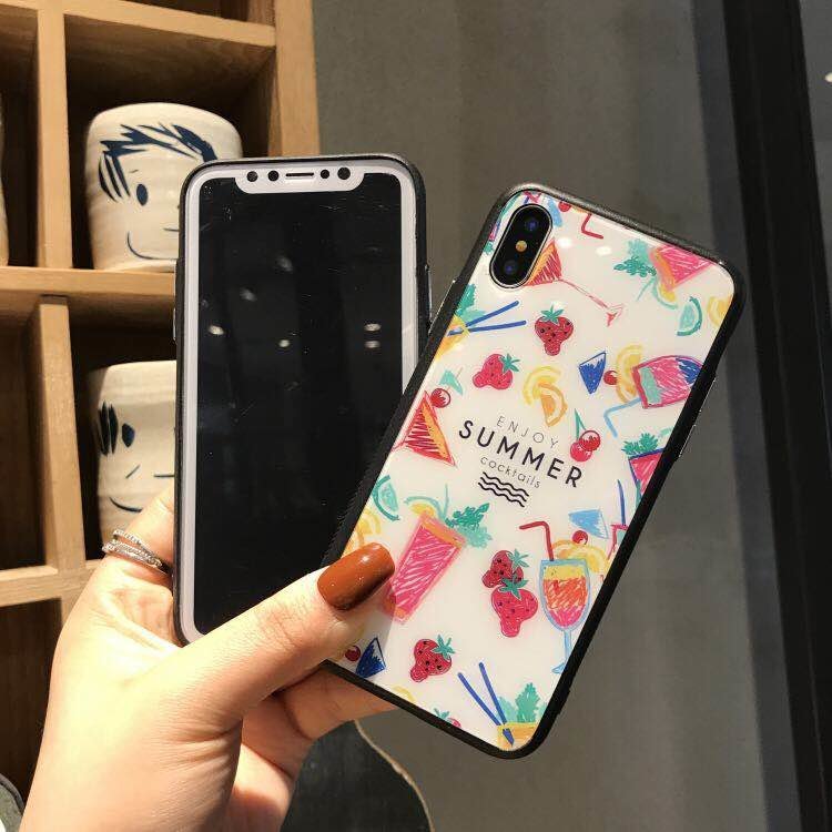 

Чехол Fashion Yct TPU+Glass Summer Drinks for iPhone X/iPhone Xs