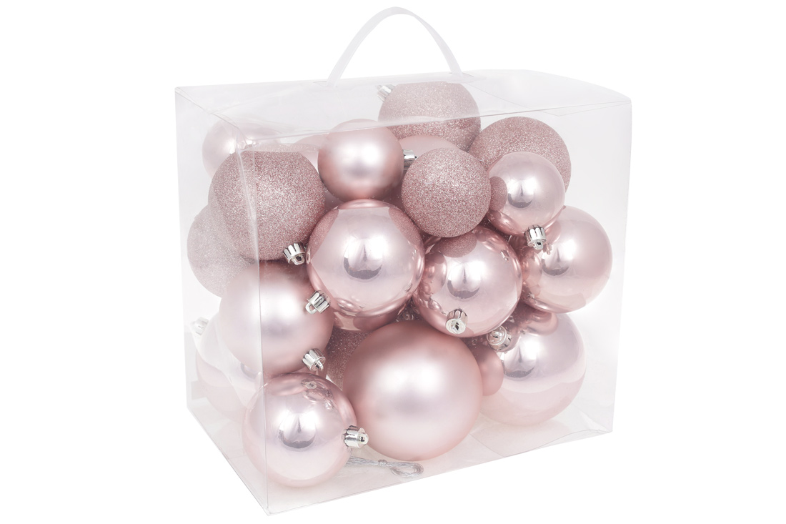 

Набір куль на ялинку 26 шт Bona Morning Pink 10см,8см, 6см(147457)