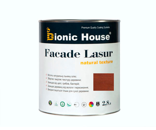 

Краска для дерева FACADE LASUR Bionic-House 2,8л Марсала