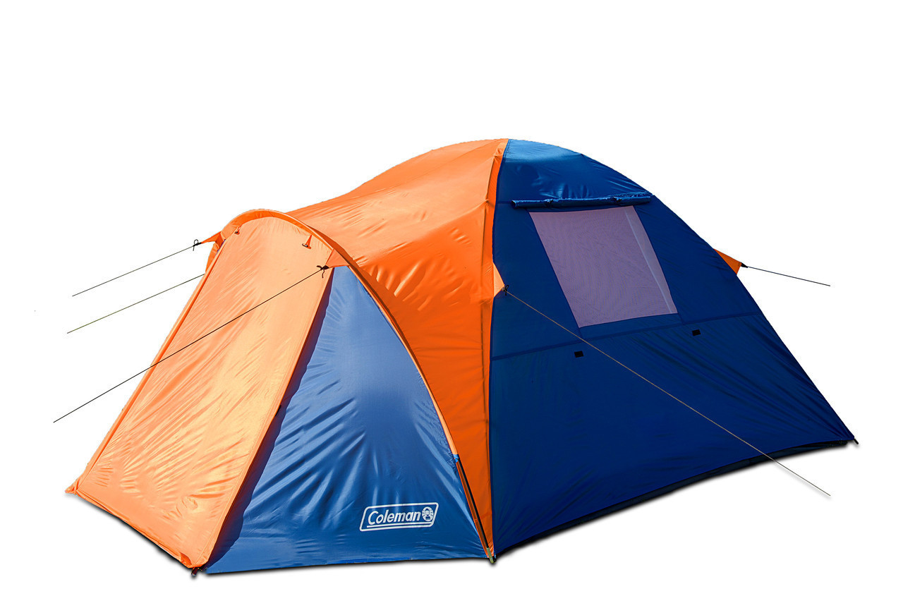 

Палатка туристическая 3-х местная Coleman 1011 двухслойная трехместная + тамбур Сине-оранжевая