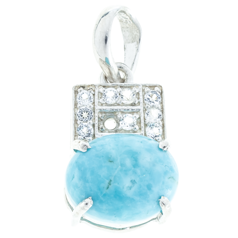 

Серебряная подвеска 925 пробы 1,92 гр. с бирюзой США г.Спящая Красавица и топазами 1,96 карат #200937.