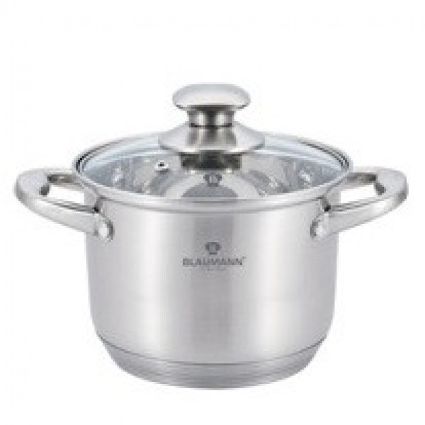 

Кастрюля из нержавеющей стали со стеклянной крышкой 7.7 л (24х17.5 см) - BL 3315 - BLAUMANN