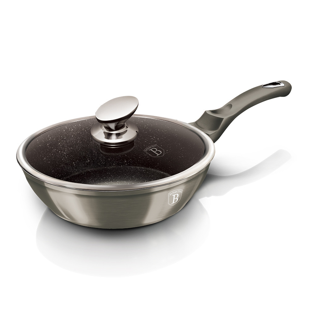 

Сковорода из кованого алюминия со стеклянной крышкой 24 см - BH 1237N - BERLINGER HAUS