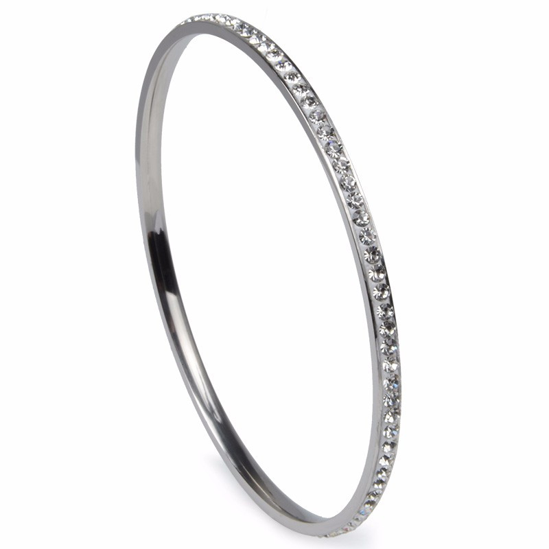 

Браслет женский из ювелирной стали тонкий с фианитами по кругу cubic zirconias