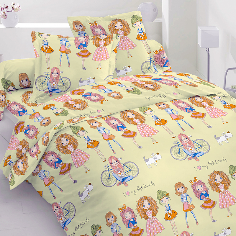 

Комплект постельного белья Time Textile I love My Friends полуторный Желтый TT165659-p 70х70