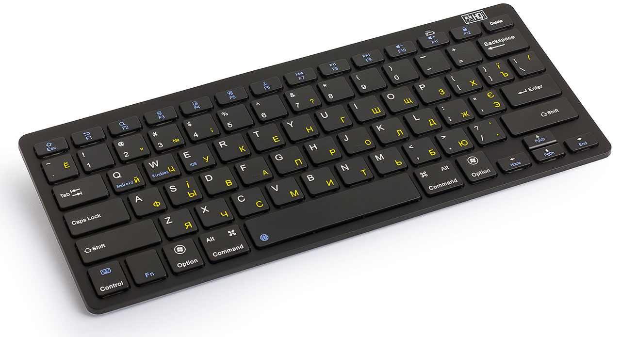 

Клавиатура беспроводная Bluetooth HQ-Tech KB-105BT Black Bluetooth 3.0 3-в-1 Win/Android/iOS Rus/Ukr/Eng мини на батарейках