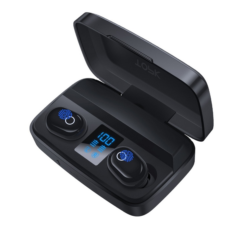 

Наушники беспроводные вакуумные TOPK HiFi TWS 5.0 Bluetooth 2000 мАч с функцией Handsfree черные (TKT10-BL)