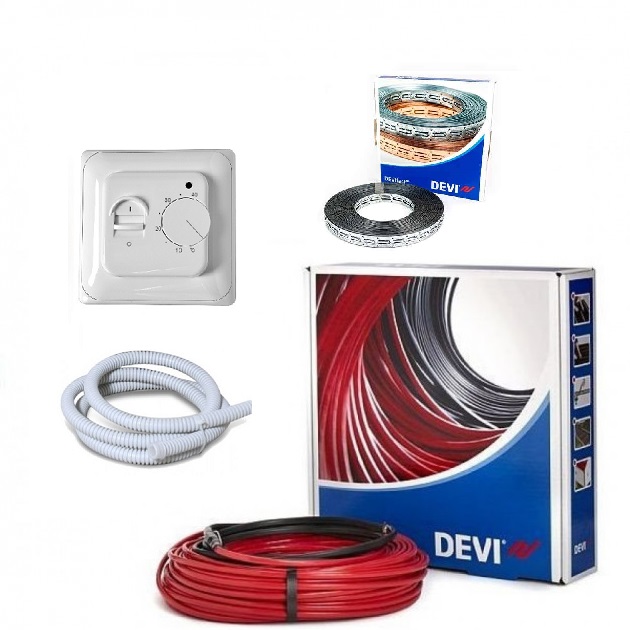 

Теплый пол DEVIflexTM 18T (140F1402) двухжильный нагревательный кабель 170 м, 3050 Вт в комплекте с терморегулятором (VIT00534)
