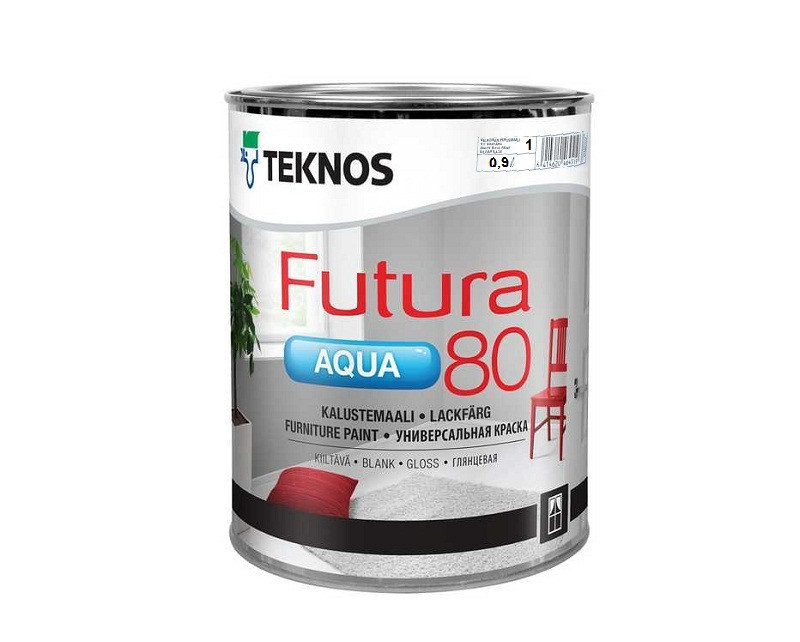 

Універсальна водорозчинна фарба для дерева та металу Teknos Futura Aqua 80, 0.9л