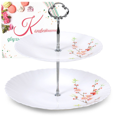 

Конфетница 2х ярусная 22 х 26 см Японская вишня Snt 30090-61122