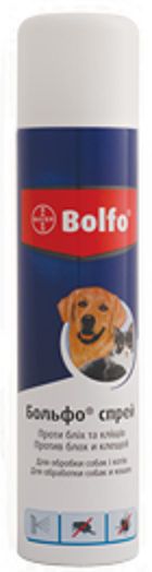 

Спрей от блох и клещей Bayer Bolfo для кошек и собак. Флакон 250 мл